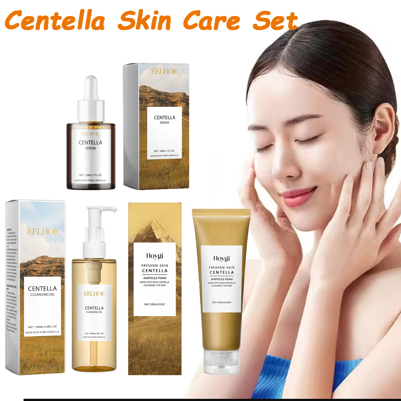 Skincare Oily Skin - Centella Hautpflegeset Centella Serum Gesichtswasch-Reinigungsöl Gesichtspflegeset